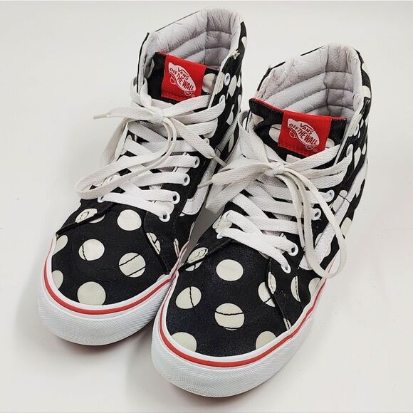 Vans Shoes - Vans Off The Wall Black & White Polka Dot High-Top Skateboard  Sneakers Sz 6.5